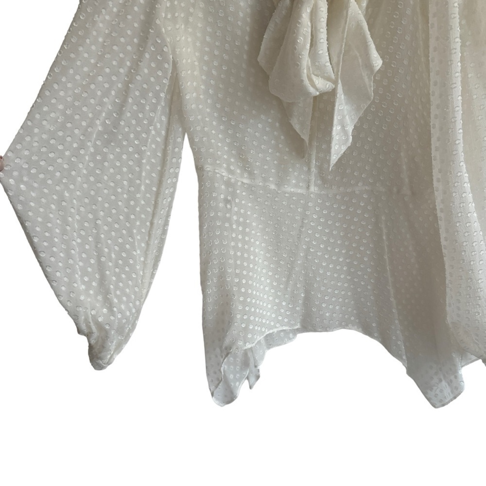 NWT BCBGMaxAzria Sheer Kelleigh Tie Neck Blouse, Size XS - Picture 4 of 7